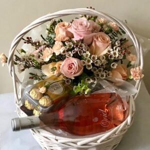 Roses and Chocolate Gift Basket with Rose