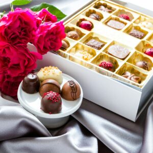 White Roses and Ferrero Rocher Chocolate Hat Box