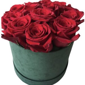 Green Hat Box with Red Roses